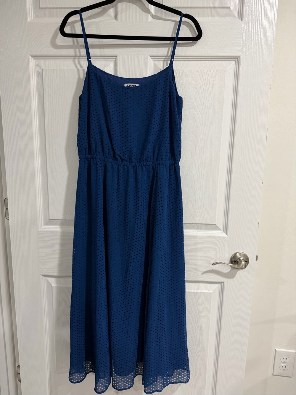 DKNY Navy Eyelet Midi Dress
